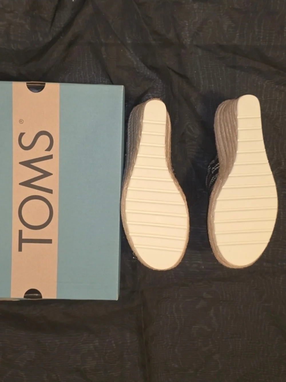 TOMS Striped Slip-On Espadrilles Wedge Sandals